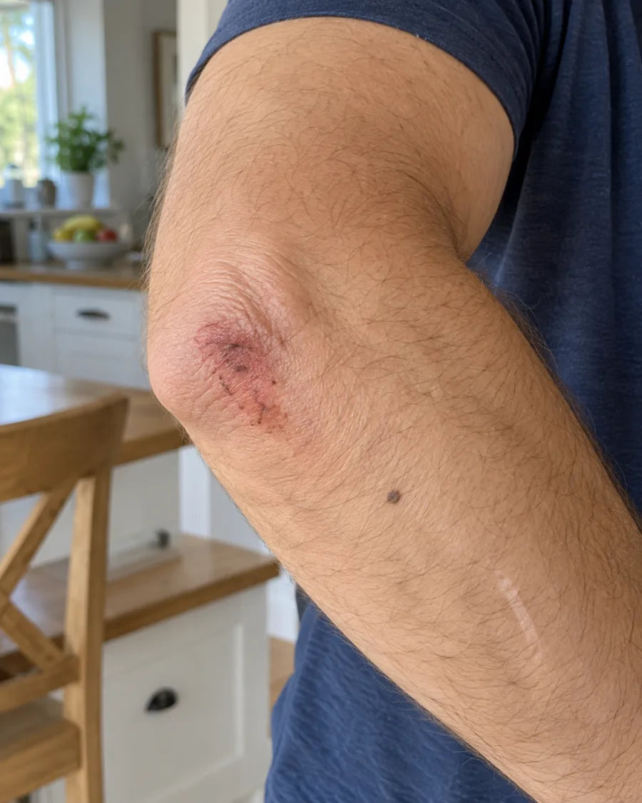 An elbow with a fresh graze
