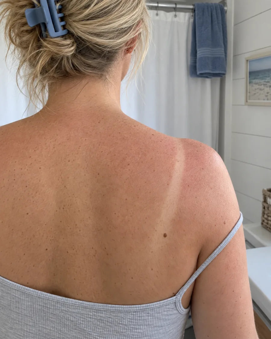 The same shoulder and back, with the redness faded
