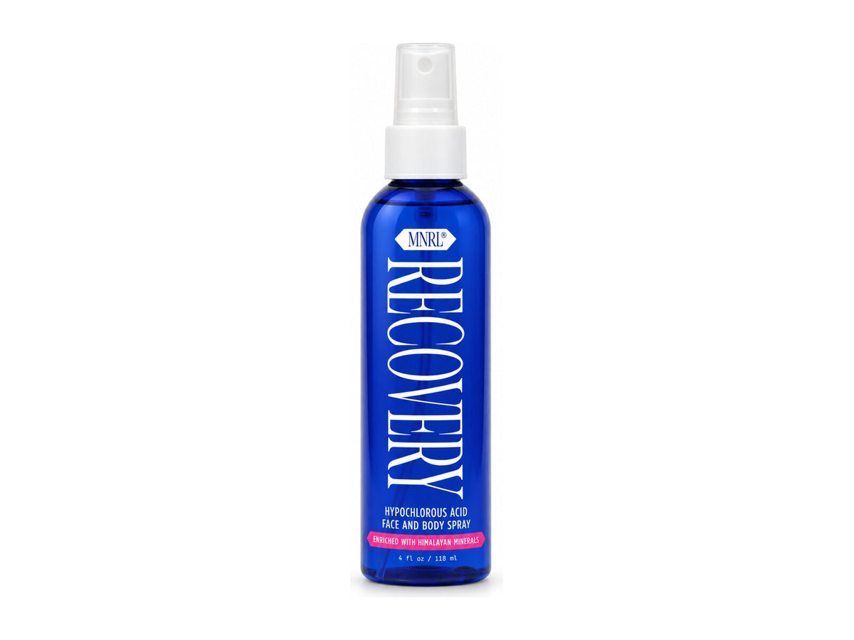 MNRL Recovery hypochlorous acid face and body spray bottle on a white background